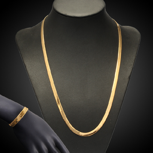 Flat Snake Chain, 18K Gold-Plated Blade-Shaped Snake Bone Chain, Retro Unisex Necklace Jewelry
