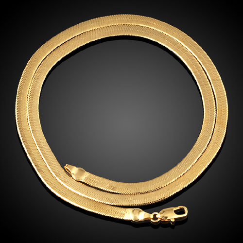 Flat Snake Chain, 18K Gold-Plated Blade-Shaped Snake Bone Chain, Retro Unisex Necklace Jewelry