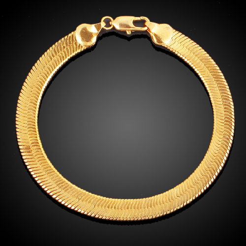 Flat Snake Chain, 18K Gold-Plated Blade-Shaped Snake Bone Chain, Retro Unisex Necklace Jewelry