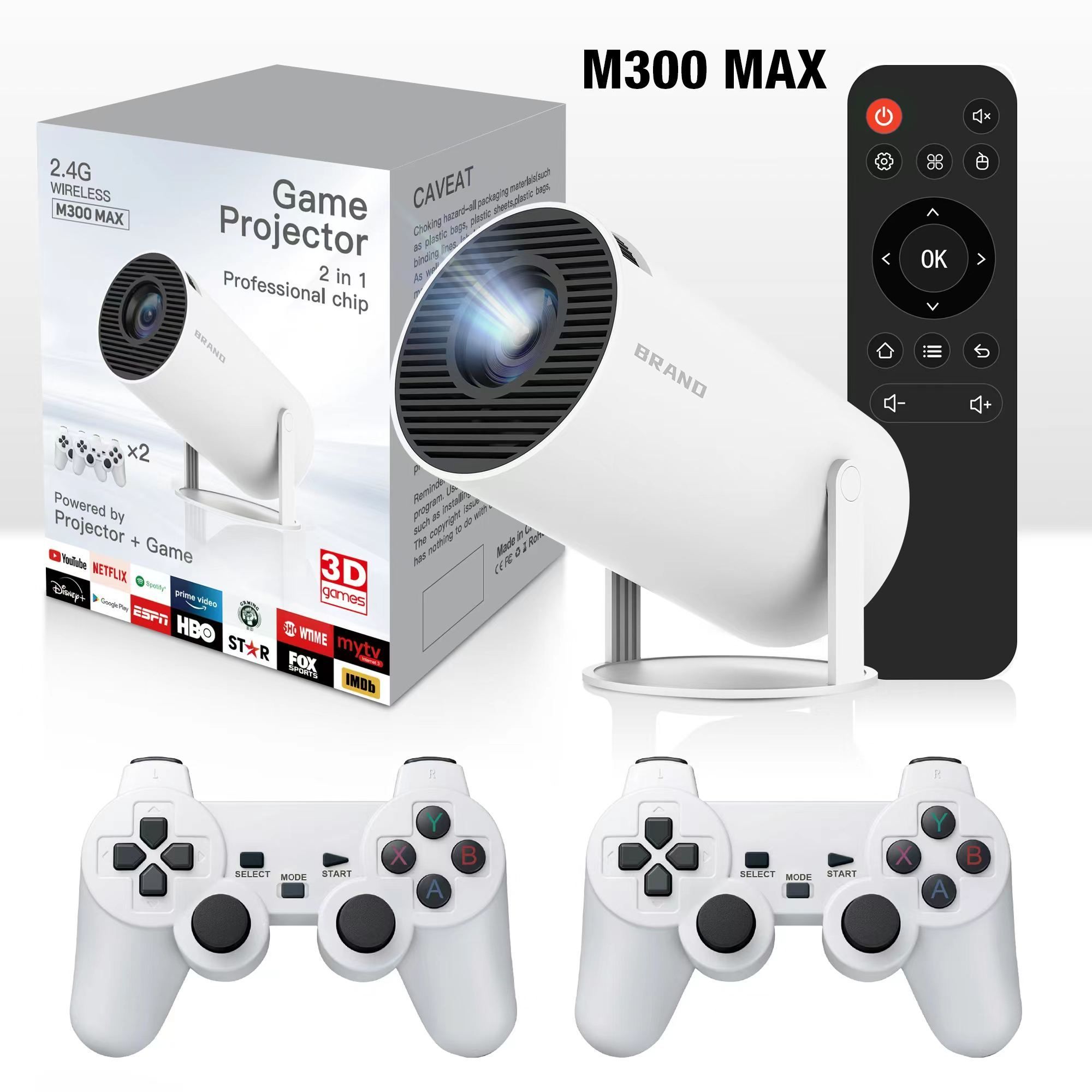 2025 Hot Smart Game Projector IHOMELIFE ISMARTX - 300 720P Android Projector with Wireless Controller & IR Remote Control