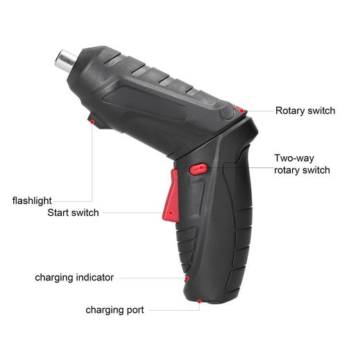 3.6V Rechargeable Electric Screwdriver with 47 Bits Set, 1800mAh Battery,  Rotatable Design