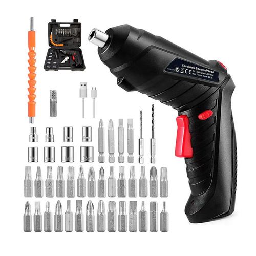 3.6V Rechargeable Electric Screwdriver with 47 Bits Set, 1800mAh Battery,  Rotatable Design