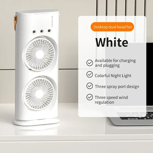 USB Desktop Air Conditioner Fan Summer Cool Double-Blade Spray Mute Portable Water-Cooled Fan for Office Use