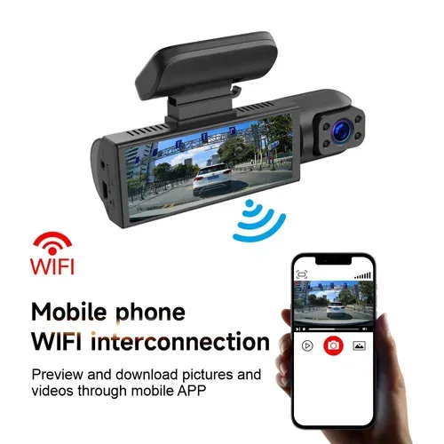 A 3.16-inch dash cam with WIFI function and dual recording feature