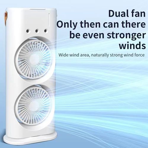 USB Desktop Air Conditioner Fan Summer Cool Double-Blade Spray Mute Portable Water-Cooled Fan for Office Use