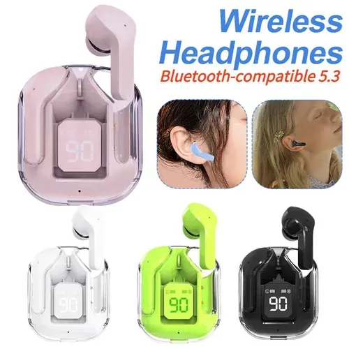 ✨HiFi Stereo Dual Microphone Mini Sport Ear Buds ENC Noise Cancelling Transparent Small Mini Bluetooth Earphones🎧