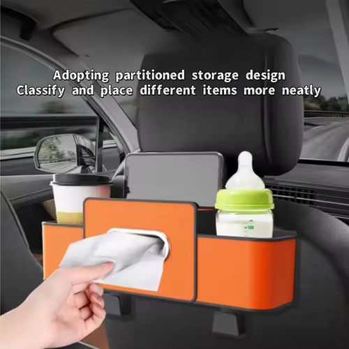 💥Multifunctional Car Seat Back Storage Box Leather Interior Accessory with Water Cup Holder Hook Rear Seat Tissue Storage