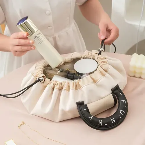 💖 Large Capacity Leather Drawstring Cosmetic Bag💖 👇