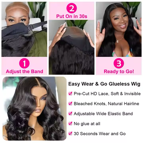 🔥Glue-free frontal body wave wig, don't pluck hair, don't bleach, don't curl hair when you wear it🙌🏾