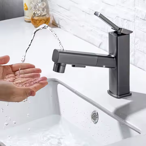 🛀🛀New modern faucet pull-out hot and cold water brass material with ceramic core