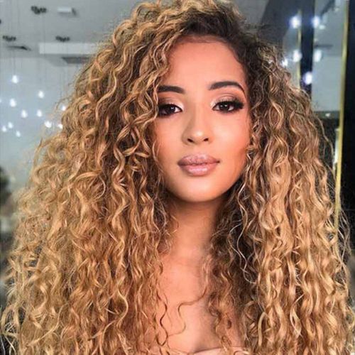 🙌🏾Peruca longa ondulada feminina com cabelo pré-esticado 🧡 Peruca com