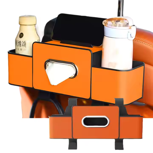 💥Multifunctional Car Seat Back Storage Box Leather Interior Accessory with Water Cup Holder Hook Rear Seat Tissue Storage