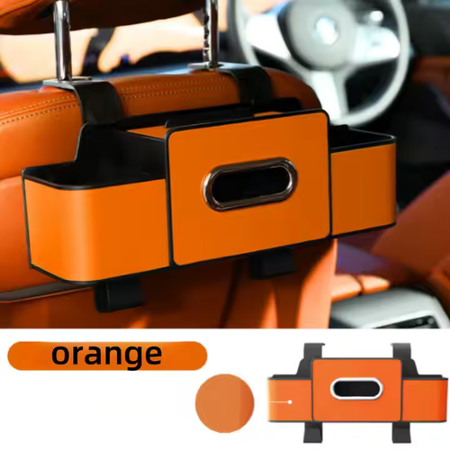 💥Multifunctional Car Seat Back Storage Box Leather Interior Accessory with Water Cup Holder Hook Rear Seat Tissue Storage