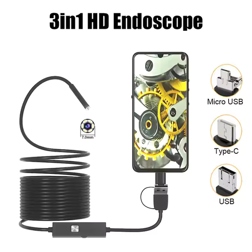 (🔥Hot selling waterproof endoscope🔥) Specially for industrial pipeline endoscope waterproof three-in-one mobile phone direct connection convenient auto repair maintenance camera probe