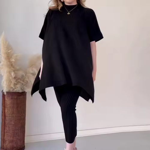 🔥(⏰Clearance Sale 49% )🥂Round Neck Bat Knitted Two-Piece Set