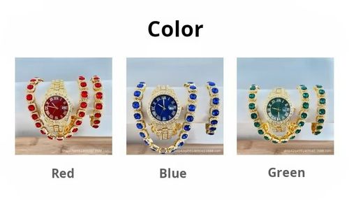 🎤Hip-hop trend is coming! Red, green and blue are interwoven, bracelets, watches and necklaces are a complete set, the charm is irresistible🔥