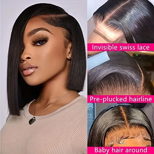👩Glueless Wig Human Hair 13x6 Full HD Transparent Lace Front Wig Black Women Natural Human Hair Wig