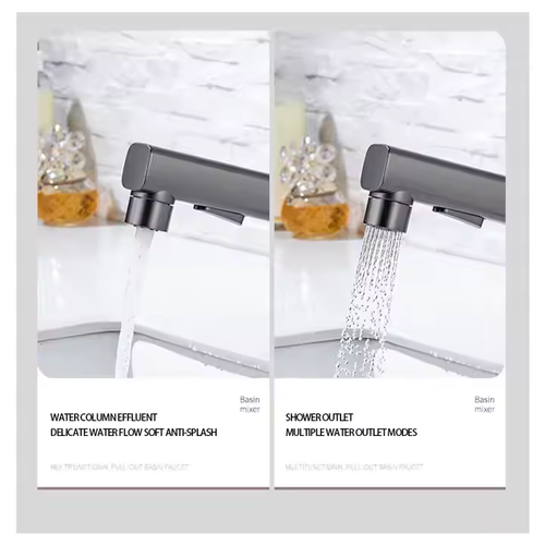 🛀🛀New modern faucet pull-out hot and cold water brass material with ceramic core