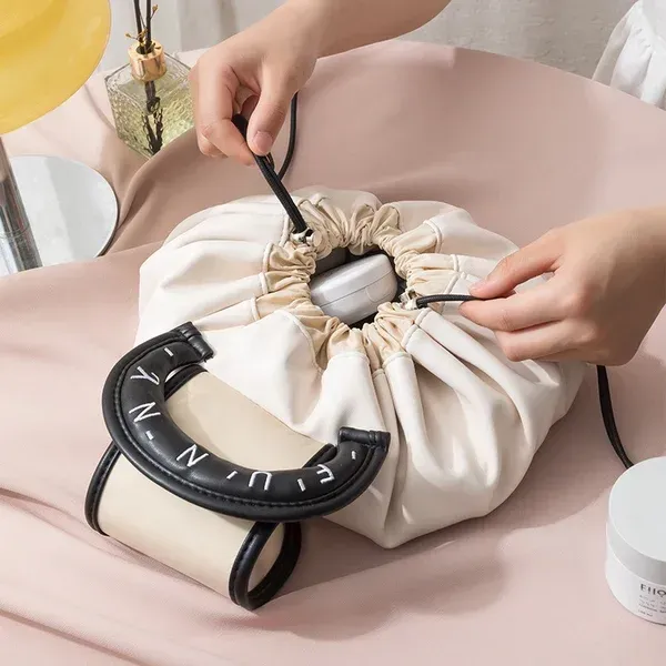 💖 Large Capacity Leather Drawstring Cosmetic Bag💖 👇