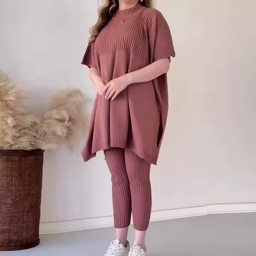 🔥(⏰Clearance Sale 49% )🥂Round Neck Bat Knitted Two-Piece Set