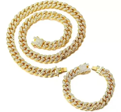 🌟Watch Set Set Di Orologi Moda Di Lusso 3 Pezzi Set Orologio Al Quarzo Bracciale Cubano a Catena E Collana⌚️