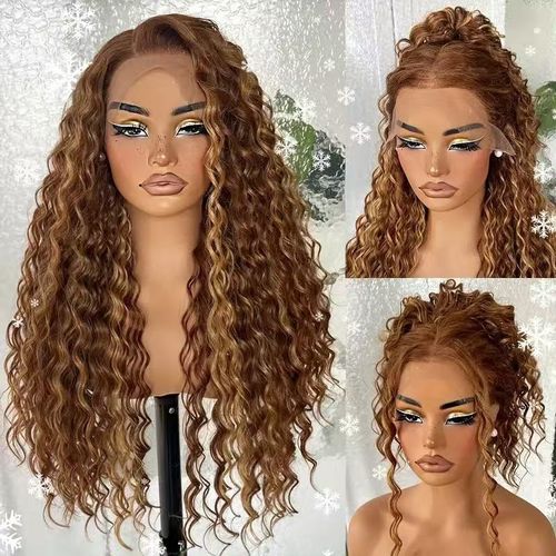 🙌🏾Peruca longa ondulada feminina com cabelo pré-esticado 🧡 Peruca com
