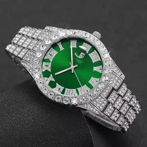 🎤Hip-hop trend is coming! Red, green and blue are interwoven, bracelets, watches and necklaces are a complete set, the charm is irresistible🔥