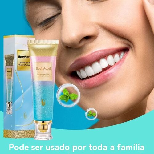 Com Escova Grátis BodyAccel Niacinamida - Branqueamento Dental Profissional em 7 Dias! Elimina Placa, Tártaro e Sensibilidade Nas Gengivas. Para Toda Família!