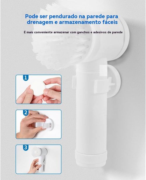 Conjunto de Escova de Limpeza Elétrica 5 em 1 Multifuncional para Casa — ideal para panelas, louça, cozinha, banheiro, banheira, sapatos, carro e móveis