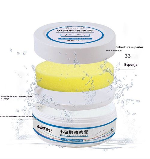 Creme de Limpeza e Cuidado Multifuncional para Calçados | Ideal para Ténis Brancos, Sapatos Desportivos e Diversos Tipos de Sapatos