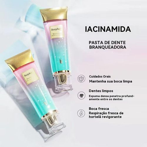 Com Escova Grátis BodyAccel Niacinamida - Branqueamento Dental Profissional em 7 Dias! Elimina Placa, Tártaro e Sensibilidade Nas Gengivas. Para Toda Família!