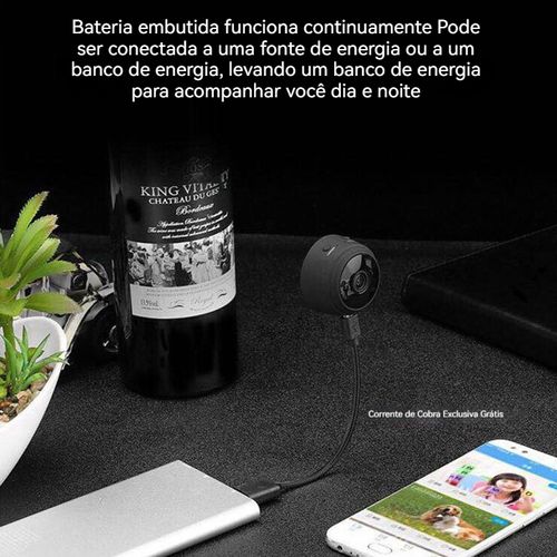 Câmera de Vigilância HD Mini Sem Fio WiFi (Versão de Longa Autonomia)