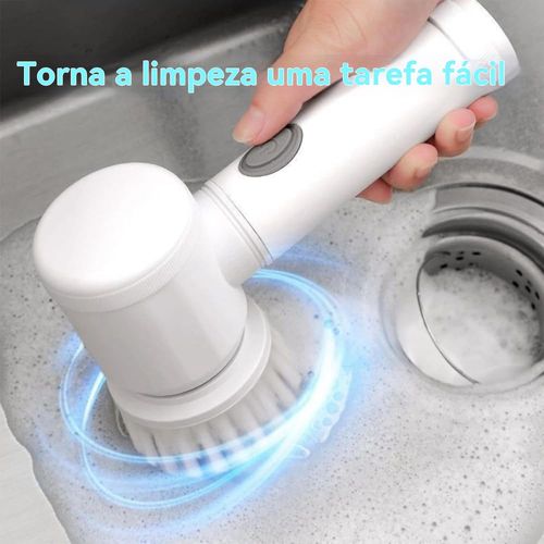 Conjunto de Escova de Limpeza Elétrica 5 em 1 Multifuncional para Casa — ideal para panelas, louça, cozinha, banheiro, banheira, sapatos, carro e móveis