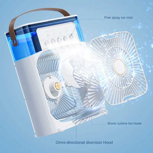 Summer air Cooling Humidifier Water air Cooler 3-in-1 Mini Portable Plastic Add Ice Fan With 7 Color Light