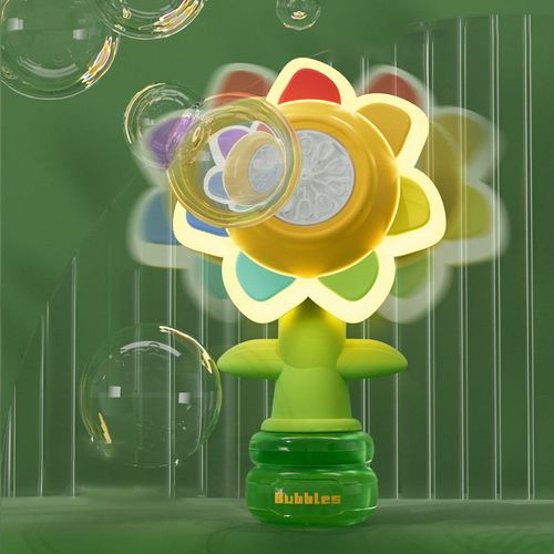 New Head Shaking Seven Flower Bubble Machine Electric Power Dancing Bubble Maker Sunflower Bubble Lamp Toy