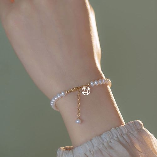 18k gold-plated irregular geometric zircon pearl bracelet lovely romantic gift