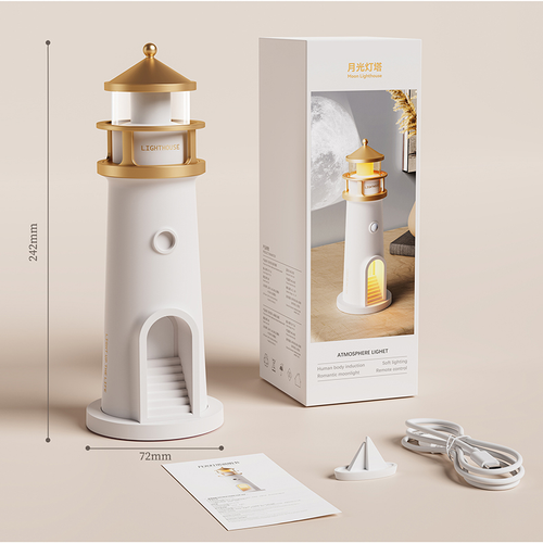 Moon Projection Night Light 1 PC Lighthouse Ambient Light BT Speaker Lamp Ceiling Wall Bedside Decoration Lights Holiday Gifts