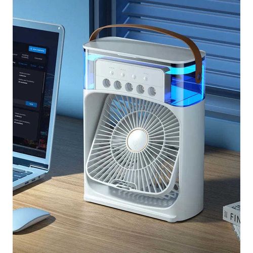 Summer air Cooling Humidifier Water air Cooler 3-in-1 Mini Portable Plastic Add Ice Fan With 7 Color Light