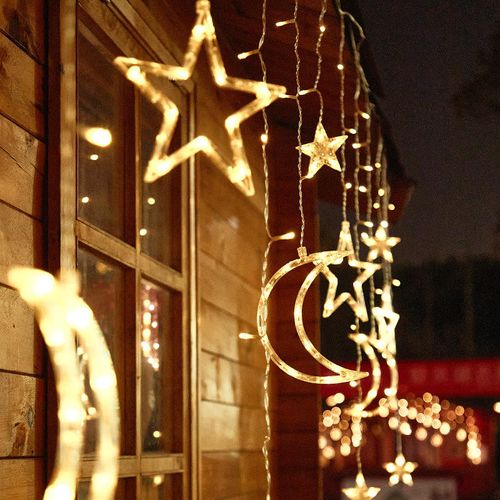 2.5m led curtain light string star moon decorative light outdoor stall camping atmosphere light Christmas garden small colored light