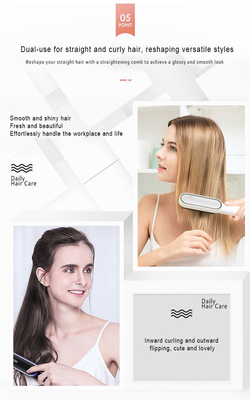 Hair Straightener Brush Flat Iron for Women Anti-Scald and Anti-Frizz Ceramic Hair Straightening Comb Professional Salon at Home