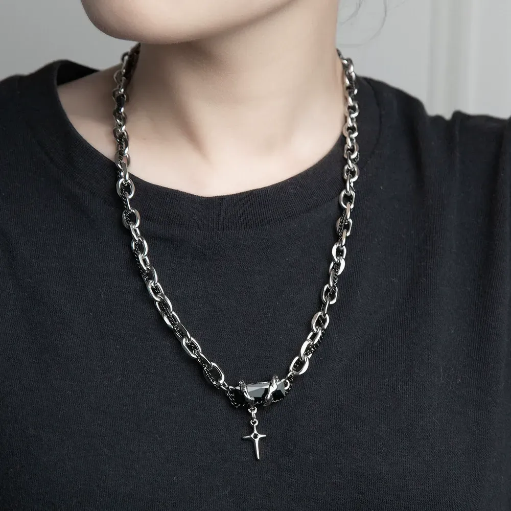 New niche design wrapped black forest pendant titanium steel couple necklace does not fade