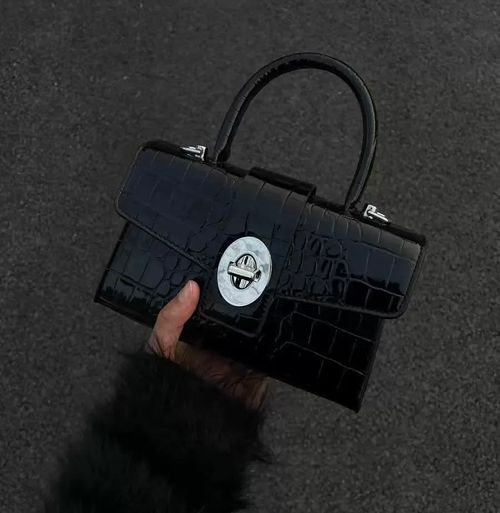 Crocodile pattern patent leather bag, high-quality textured small square handbag