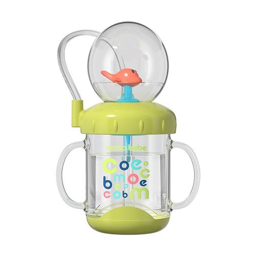 Children's water cup, whale fountain straw cup, kindergarten home fun drinking cup