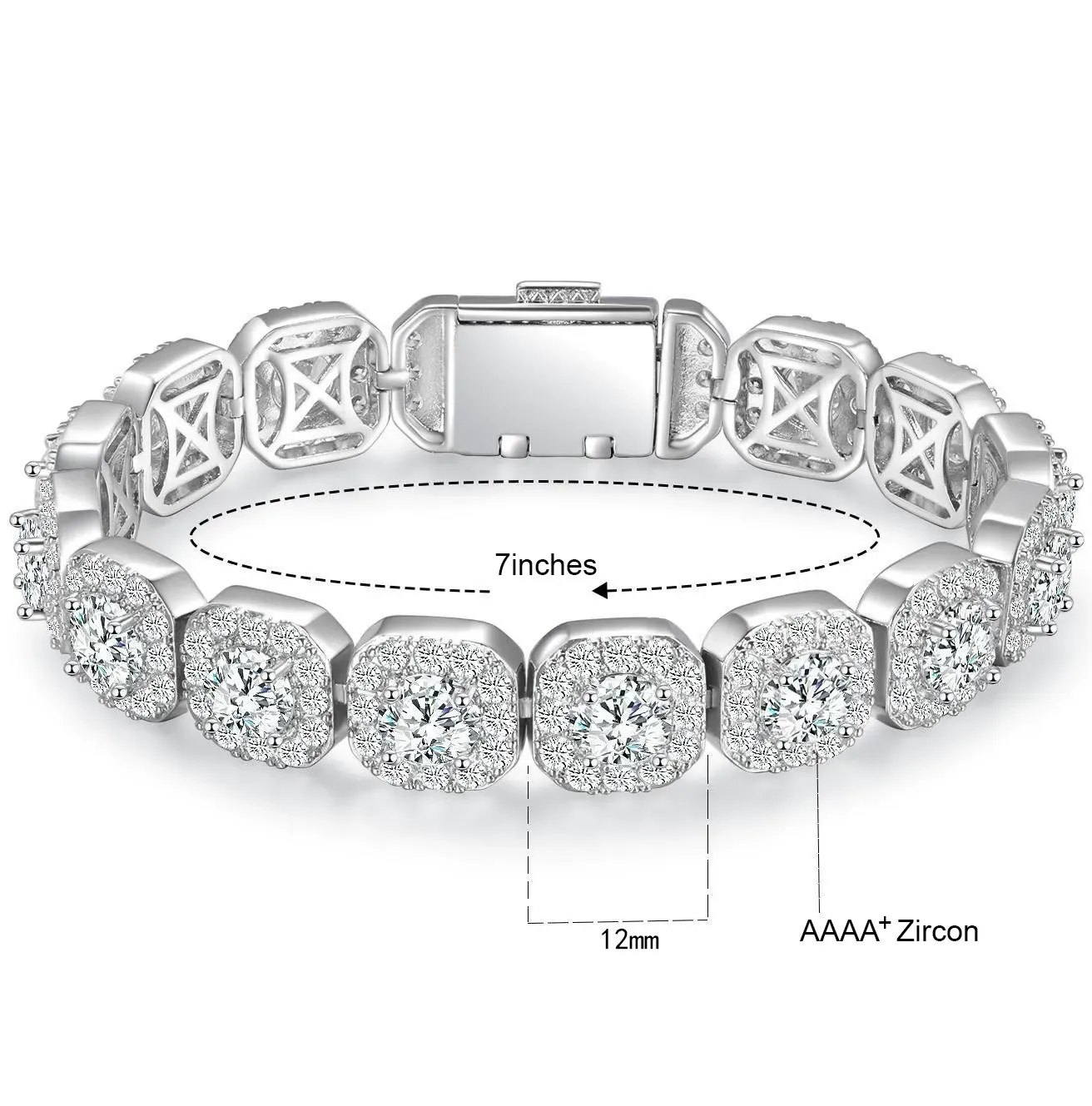 Cuban bracelet rock sugar chain 5A zircon tennis bracelet, flip trend bracelet