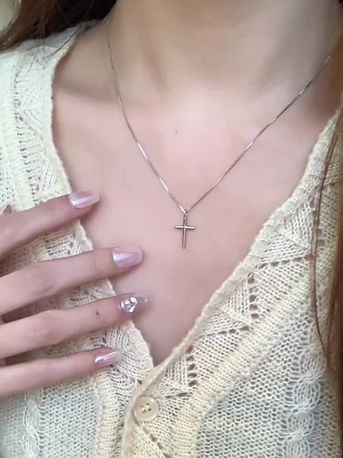 Summer new minimalist cross silver necklace for women, the same style as the Internet celebrity