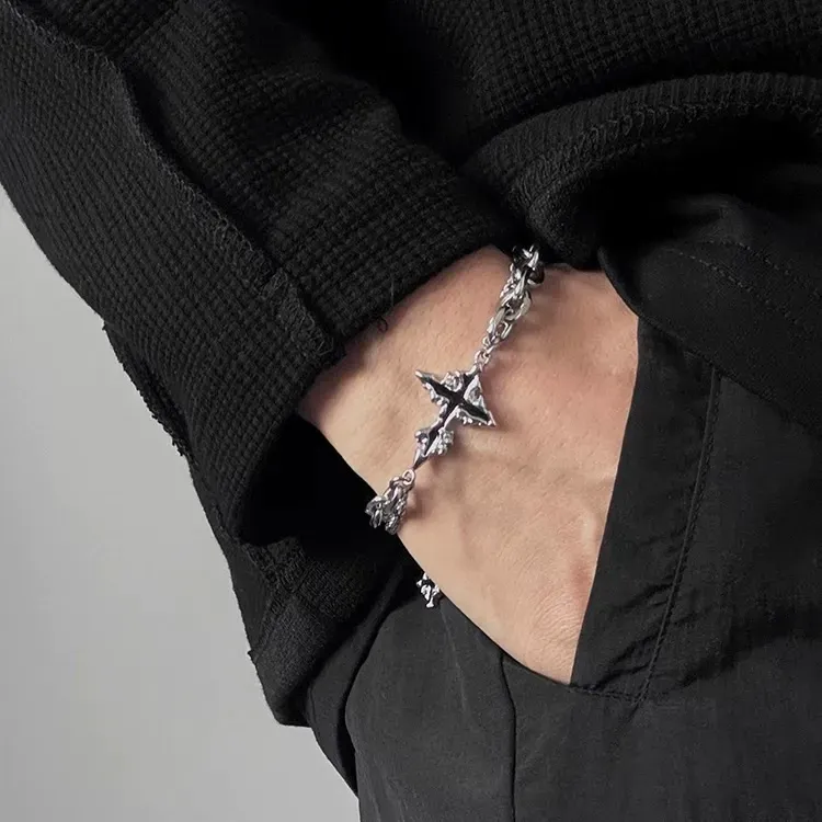 Men's dark cross bracelet American style titanium steel men's trendy