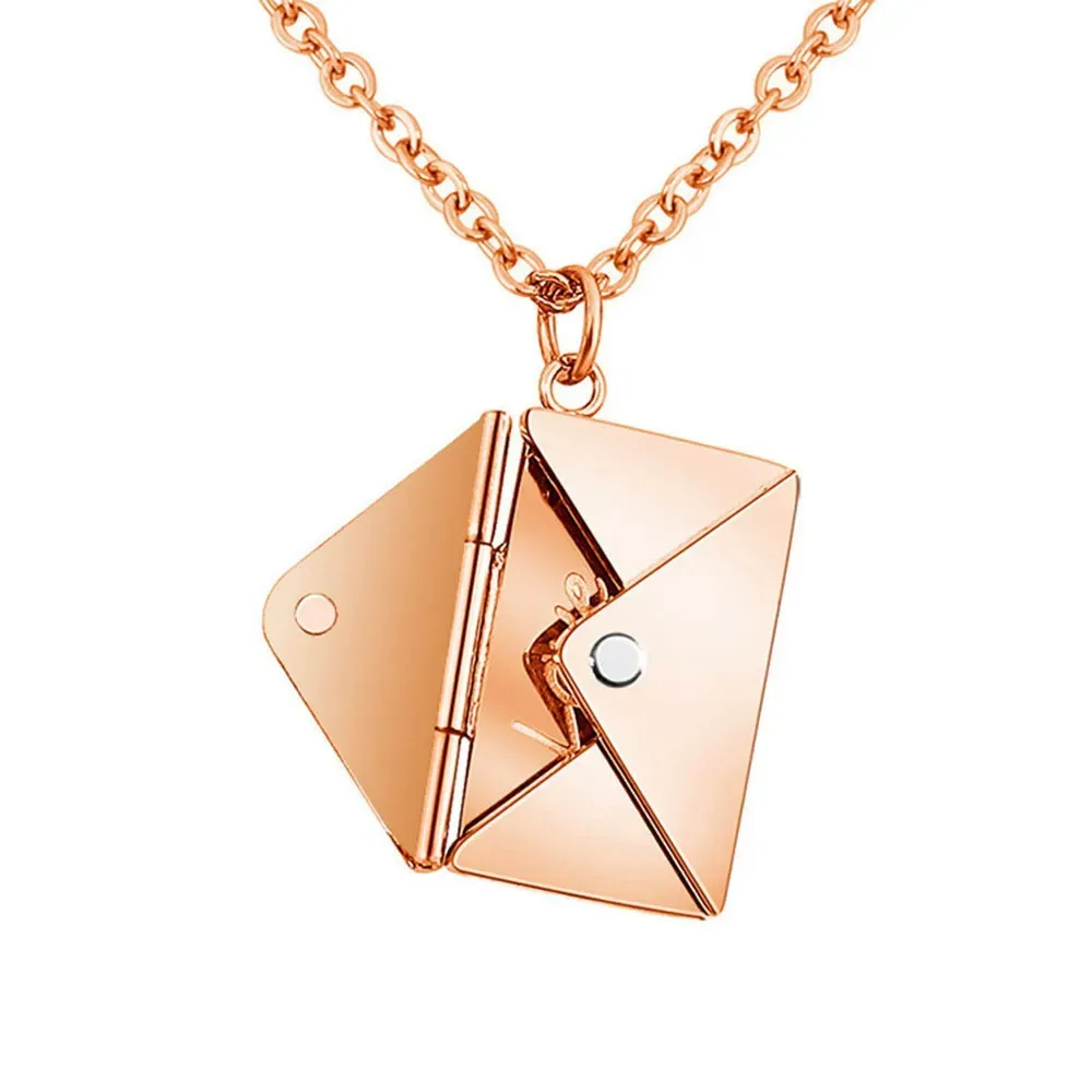 Envelope-openable necklace, English letter card stainless steel and titanium necklace