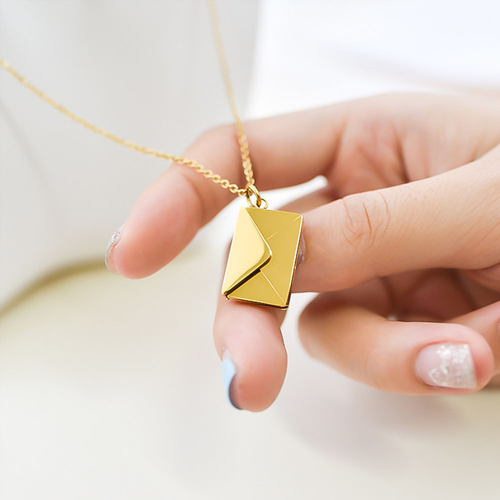 Envelope-openable necklace, English letter card stainless steel and titanium necklace