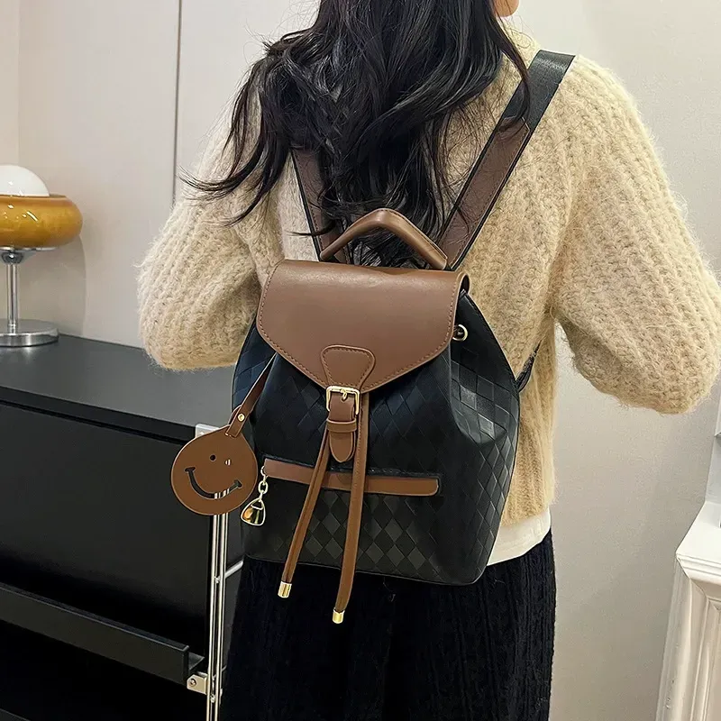 Backpack women's casual lightweight plaid bag commuting bag travel backpack