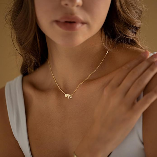 Stainless steel English letter peach heart combination necklace